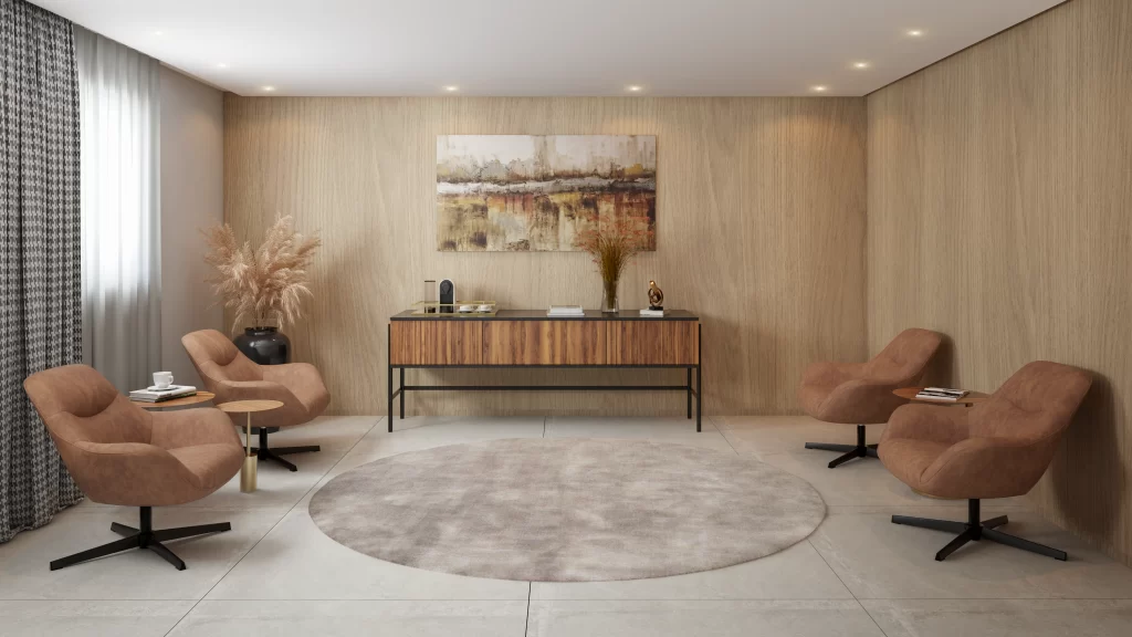 Poltronas Louvre Caramelo em sala de estar